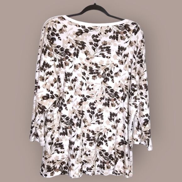 Two Karen Scott Woman Size 1X Tunic Pullover Shirts All Over Print Open Neck - Picture 6 of 10